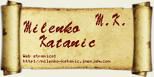 Milenko Katanić vizit kartica